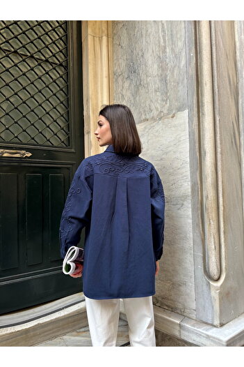 MİA NOURA Women's Pockets, Sleeves and Back Are Embroidered