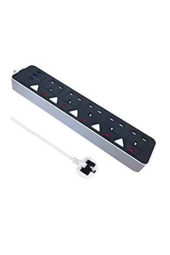 powermax 2000W 5-Socket Power Extension Strip with 2 USB + 1 Type-C and 5m Cable