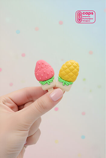 caps office 2 Pieces Ice Cream Themed Eraser Set – Cute Erasers with Pineapple and Strawberry Designs in a Box