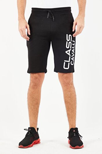 Cavalli Class Men Brand Logo Basic Shorts, Black
