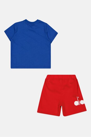 Diadora Toddlers Boy 2 Piece Brand Logo Tee And Short Set, Blue/Red