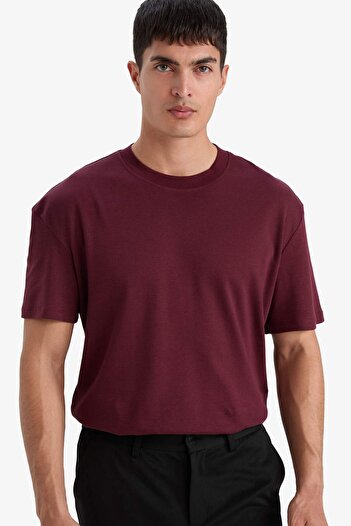 DeFacto 100% Cotton Regular Fit Crew Neck Basic Plain Short Sleeve T-Shirt E7961Ax25Au