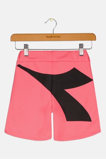 Diadora Toddlers Girl Brand Logo Basic Shorts, Pink/Black