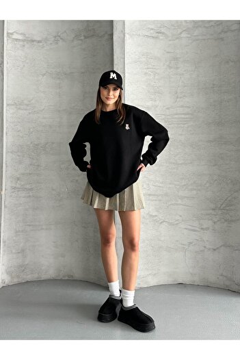 FERZOLAİO Unisex Bear Black Sweatshirt