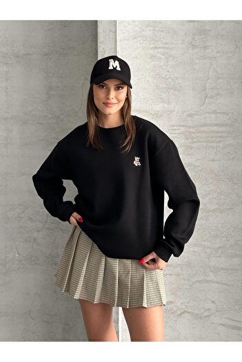 FERZOLAİO Unisex Bear Black Sweatshirt