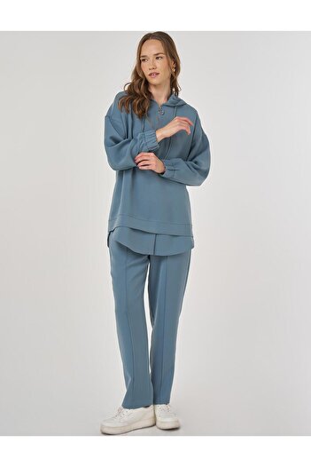 Kayra Off-Shoulder Two-Piece Suit Foggy Blue