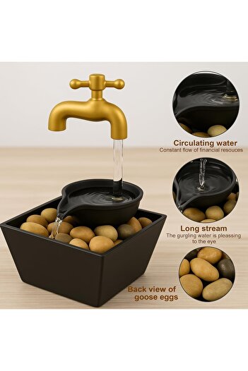 Generic Tabletop Fountain,Faucet Shaped Fountain for Relaxation with LED Light Stones for Living Room Office