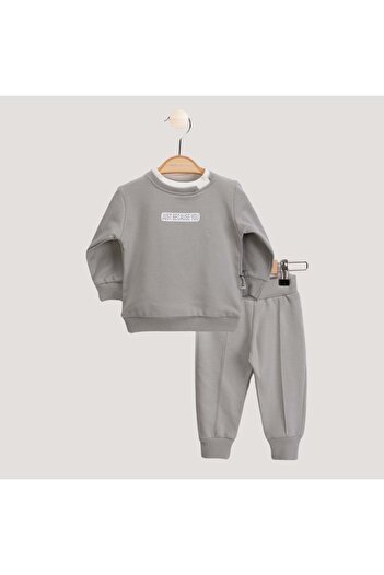 LOVE MAXX Just Printed Horse Top Set with Collar Detail Gray