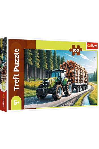 Trefl PUZZLE 100 FORESTRY TRACTOR WITH WOOD