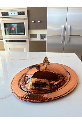 BARITCIOGLU Copper Iskender Kebab Boat-Shaped Plate with Lid