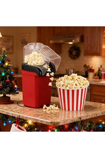 Generic Electric Popcorn Maker - Hot Air Popcorn Machine, Makes Up To 8 Cups (Red)