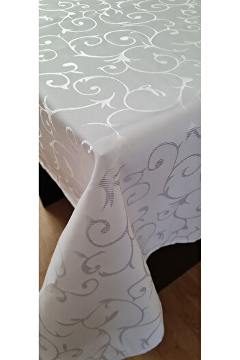 Kotys Design White brocade tablecloth (snail pattern)