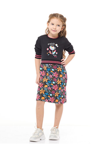 Victor and Jane By Styli Girls Sequined Floral Print Casual Dress