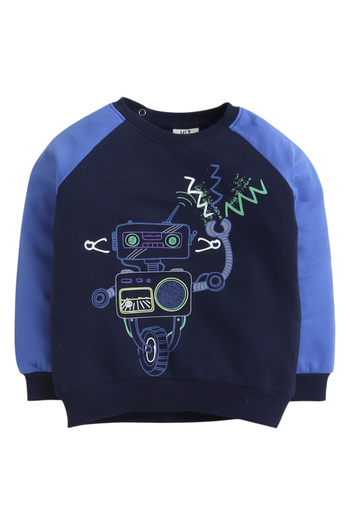 Victor and Jane By Styli Boys Robot Graphic Sweatshirt and Joggers Set