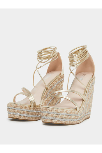 Raid By Styli Francis Strappy Tie-Up Embellished Wedge