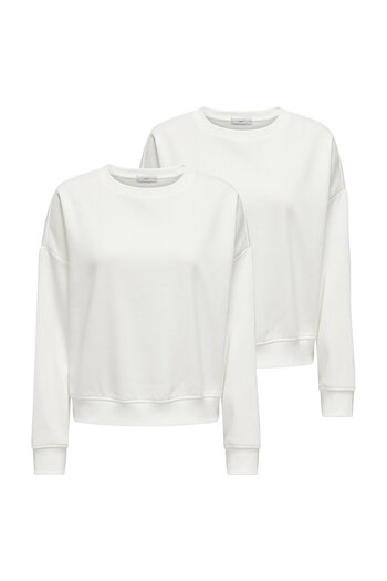 ONLY Damen Sweatshirt 2er Pack - ONLSWEAT LIFE CREW OVERSIZE SWT, Rundhals, Baumwoll-Mix