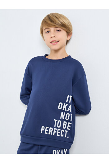 Styli Slogan Print Sweatshirt and Joggers Set with Sling Bag