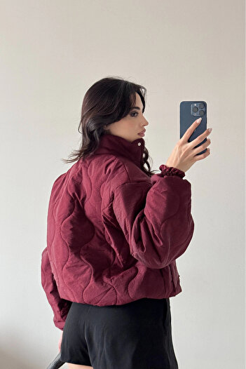 Eka Kadın Bordo Fermuarlı Cepli Mont 0445-26009