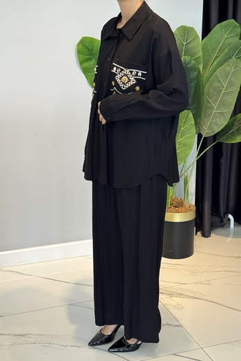 Lale Butik Embroidery and Processing Detailed Set 34839 Black