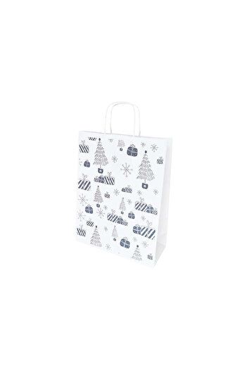 Papette Set of 10 Kraft Paper Bags with Pattern 7 Christmas 24 x 31(H) x 10cm