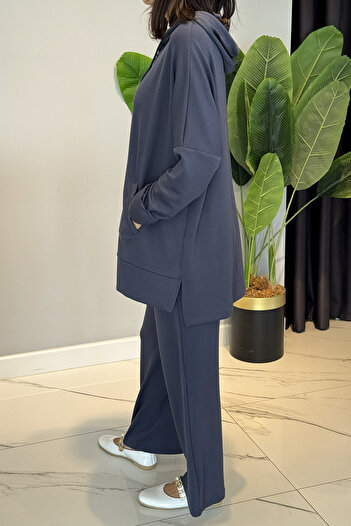Lale Butik Modal Hooded Basic Set 3111 Smoked