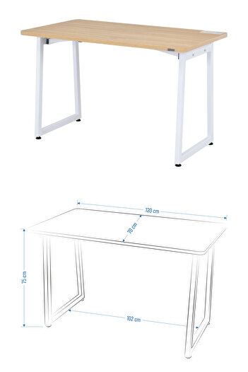 VİLİNZE Deniz Sandalye Biga MDF Sabit Metal Ayak Mutfak Masası Takımı - 70x120 cm