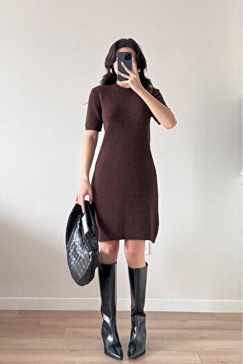 Eka Women's Brown Midi Knit Dress 2515