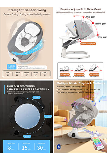 X SPRING Electric Baby Rocker with Bluetooth & Remote Control