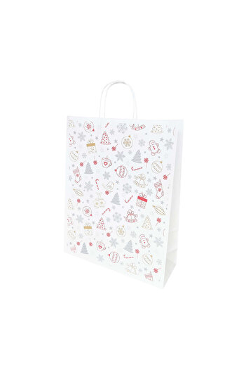 Papette Set of 10 Kraft Paper Bags with Pattern 3 Christmas 32 x 41(H) x 12cm