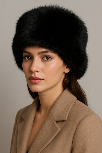 CosmoOutlet Women's Black Color Winter Faux Fur Plush Russian Ushanka Hat