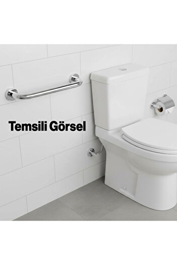 Badem10 Tutunma Barı 19 Çap 20 cm Paslanmaz Çelik Krom Duvar Tipi Banyo Tuvalet Destek Barı Tutma Aparatı