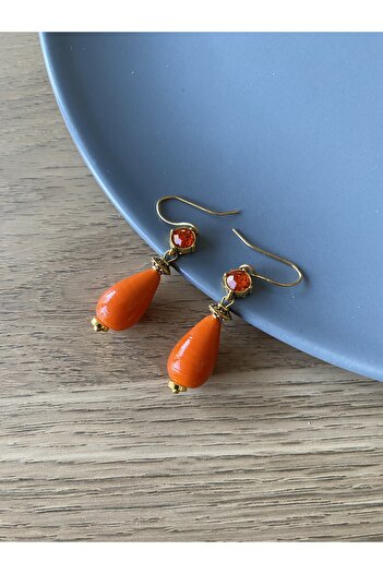 dela otantik Elegant Drop Earrings with Stones – Handmade Dangle Earrings - Authentic Bohemian Vibrant Colorful Bijouterie Jewelry