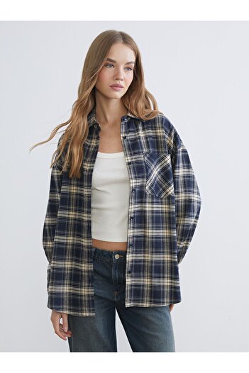 LC Waikiki XSIDE Ekose Oversize Kadın Oduncu Gömlek