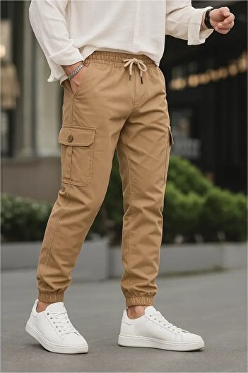 SERAZAT Cargo Pants with Cargo Pockets Cotton Lycra Elastic Leg Cargo Pants