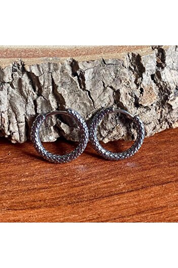 Viking Dragon Skin Design Threadable 316L Stainless Steel Non-Tarnish Earrings Pair