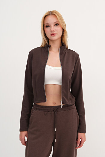 Addax Double Zipper Modal Cardigan H12053