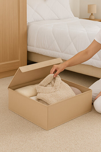Serstil Underbed Storage Box with Lid – Duvet Cover Clothing Storage Box Organizer 50X40X19