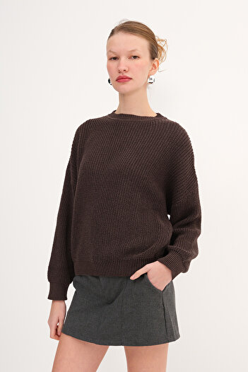 Addax Rubber Braided Knitwear Sweater K3456