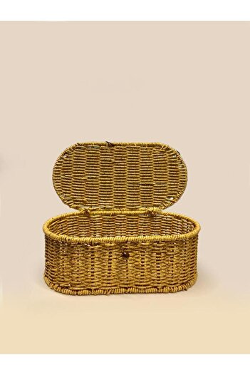 ÇIRPAN EV Synthetic Wicker Basket/Organizer with Oval Lid
