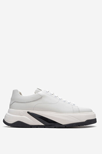 MARCOMEN Men's Thick Sole Lace-Up Casual Shoes Genuine Leather Mc 22216 White