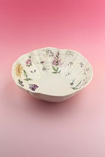 Bursa Porselen Dekor Spring Flowers Large Size Porcelain Salad Bowl