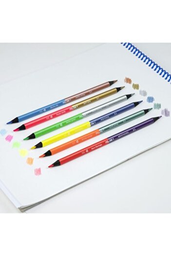 Milan Colored Pencils, Material Wood, Bicolor Multicolor Metallic, Triangular Body, 6 pcs/set