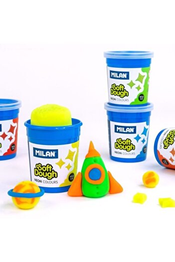 Milan Light Modeling Clay, 5 Neon Colors, Weight 720 g, 5 Tubes