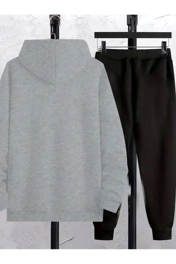 AEMİ Unisex R Printed Hooded Sweatshirt and Jogger Sweatpants - Bottom Top Set
