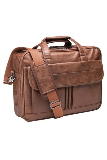 PriStyle Geantă multifuncțională pentru laptop, pentru bărbați, de până la 17 inch, maro
