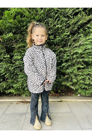 DİVİSTA Unisex Children's Polka Dot Zippered Cardigan Fleece