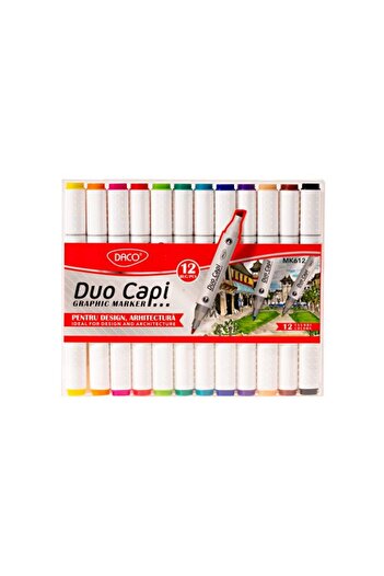 daço Graphic Marker, Color Multicolor, Dual Tip, 12 pcs/set