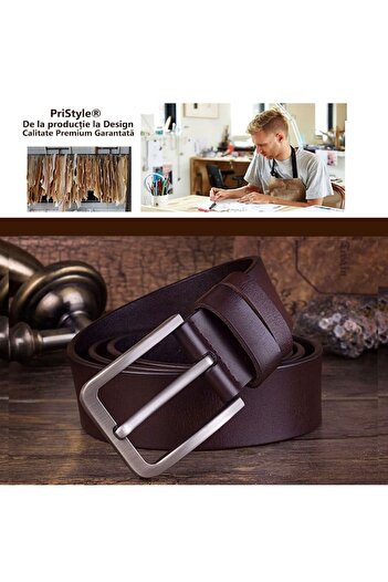 PriStyle Premium Men's Leather Wallet & Belt Set, 16 Pockets, Romanian ID Slot, RFID, Cognac