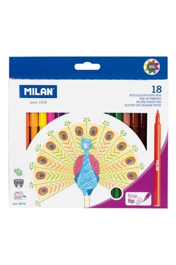 Milan Felt Tip Pens, Color Multicolor, Material Plastic, 18 pcs/set