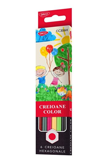 daço Colored Pencils, Color Multicolor, Material Wood, Shape Hexagonal, 6 pcs/set